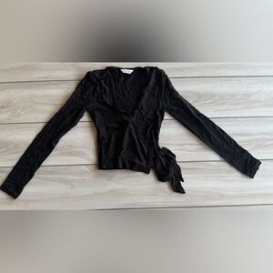 Miss Selfridge long sleeve jersey wrap top Black Size 4 NWT IN PACKAGE